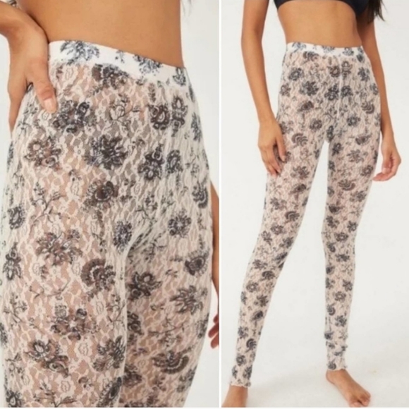 🩵💙 FREE PEOPLE Layered in Lace LEGGINGS Ivory Combo 💙🩵 - Picture 3 of 9